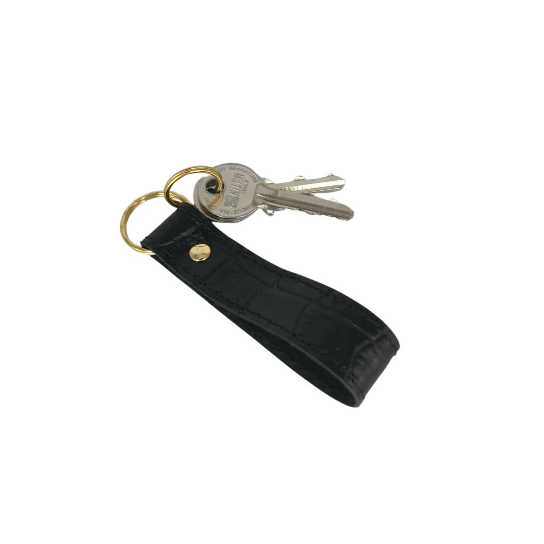 Keychain - black croco embossed