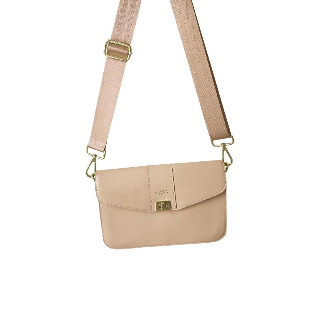 Satin webbing bag strap - beige