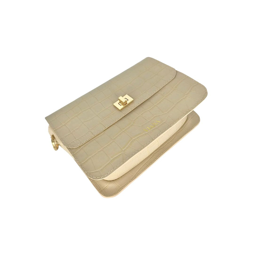 Sophie mini bag - beige croco embossed leather