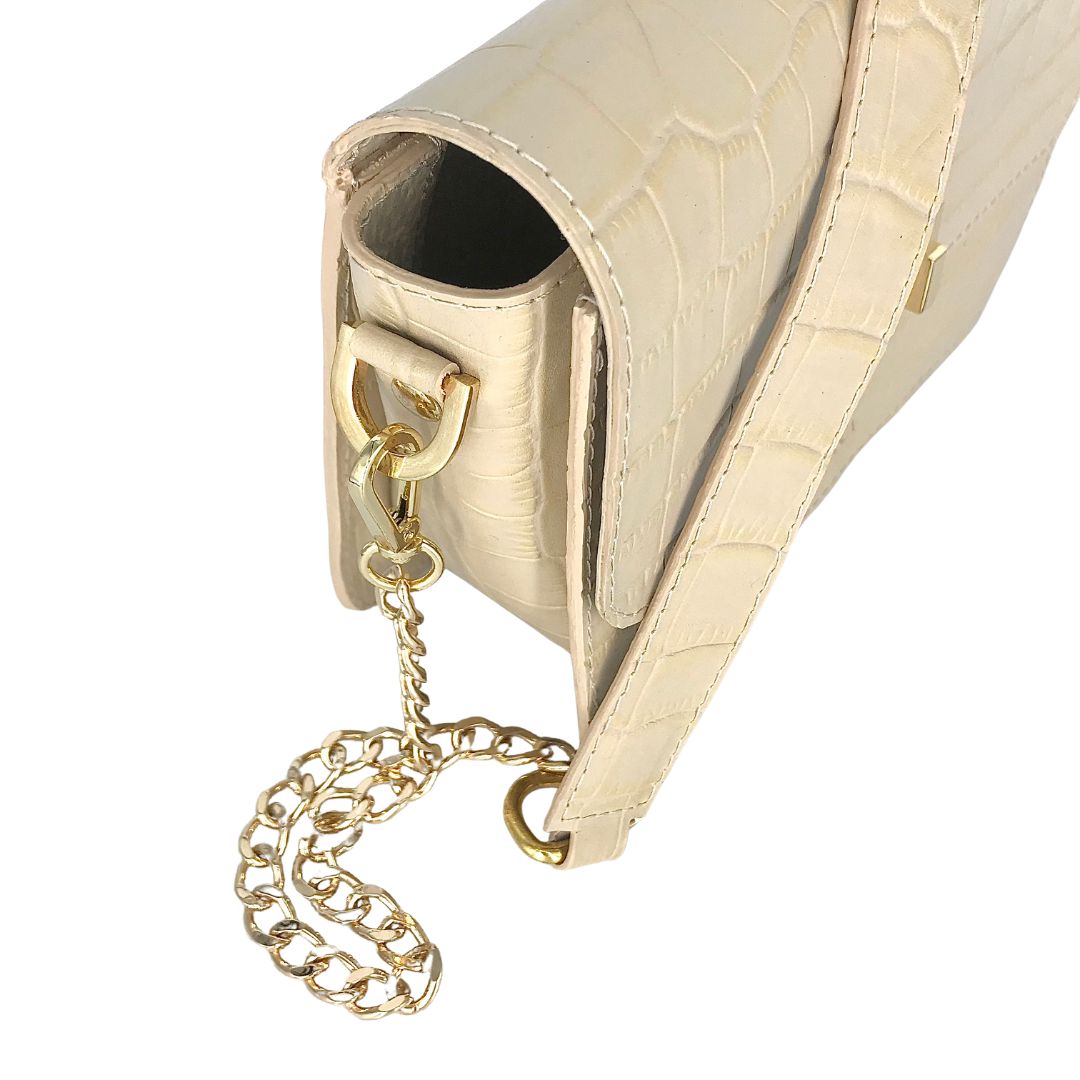 Sophie mini bag - beige croco embossed leather