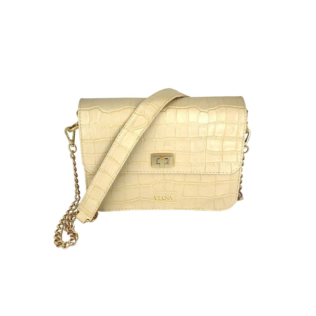 Sophie mini bag - beige croco embossed leather