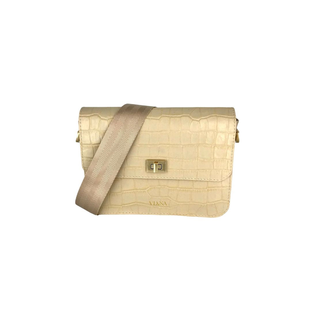Sophie mini bag - beige croco embossed leather