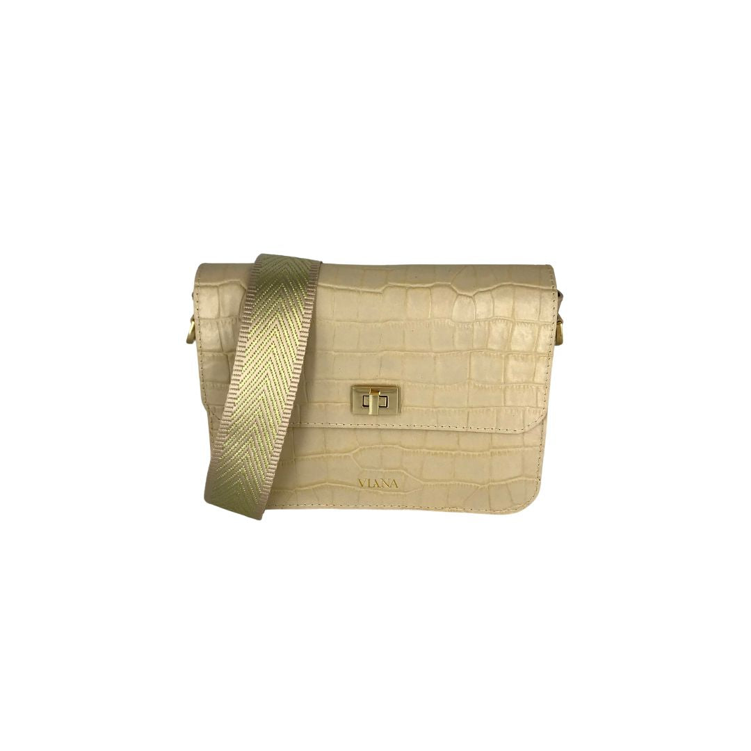 Sophie mini bag - beige croco embossed leather