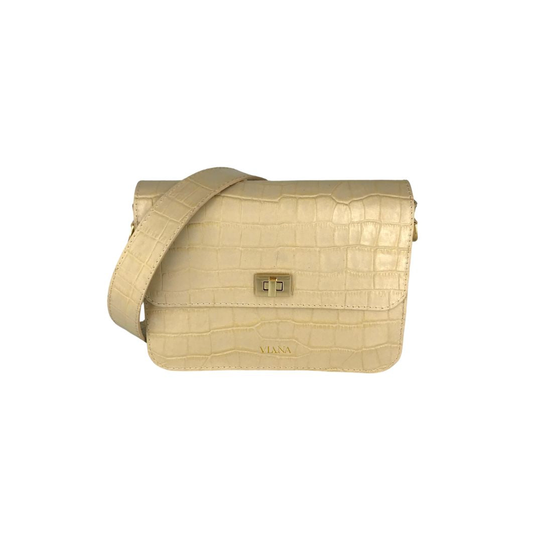Sophie mini bag - beige croco embossed leather