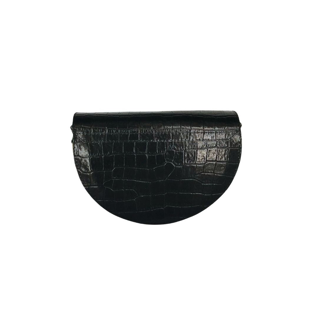 Halfmoon mini bag - black croco embossed