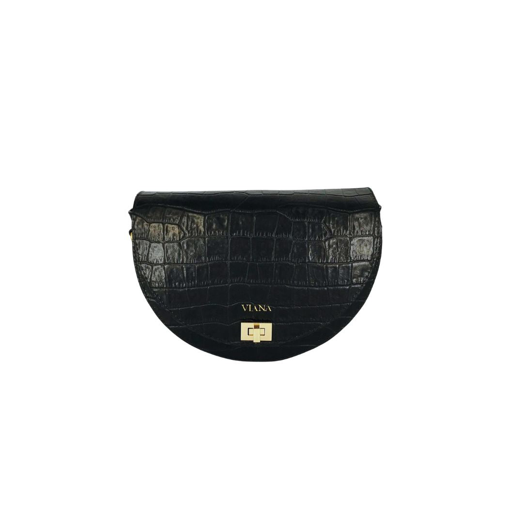 Halfmoon mini bag - black croco embossed
