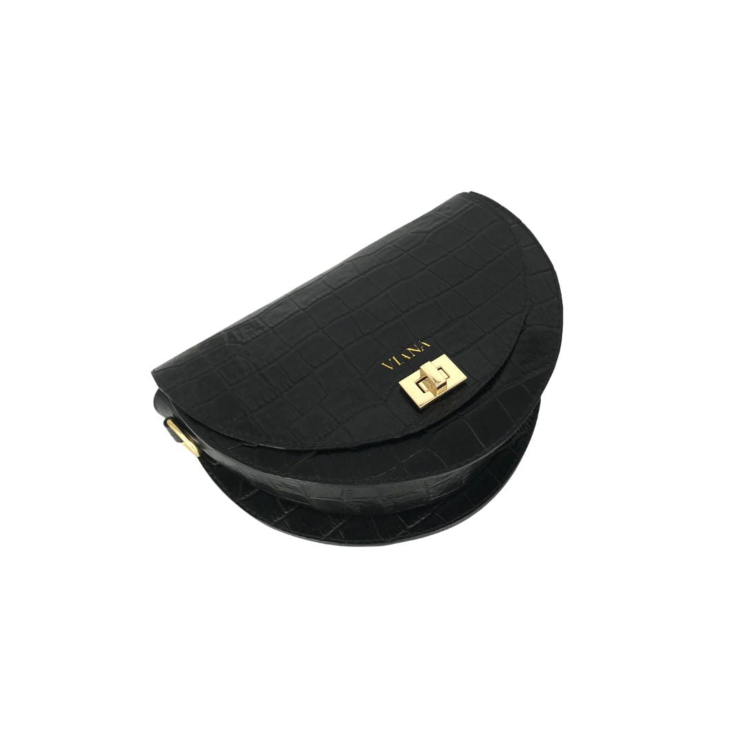 Halfmoon mini bag - black croco embossed