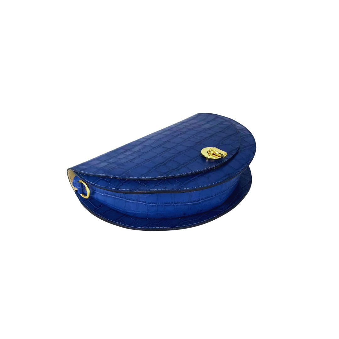 Halfmoon medium bag - blue croco embossed