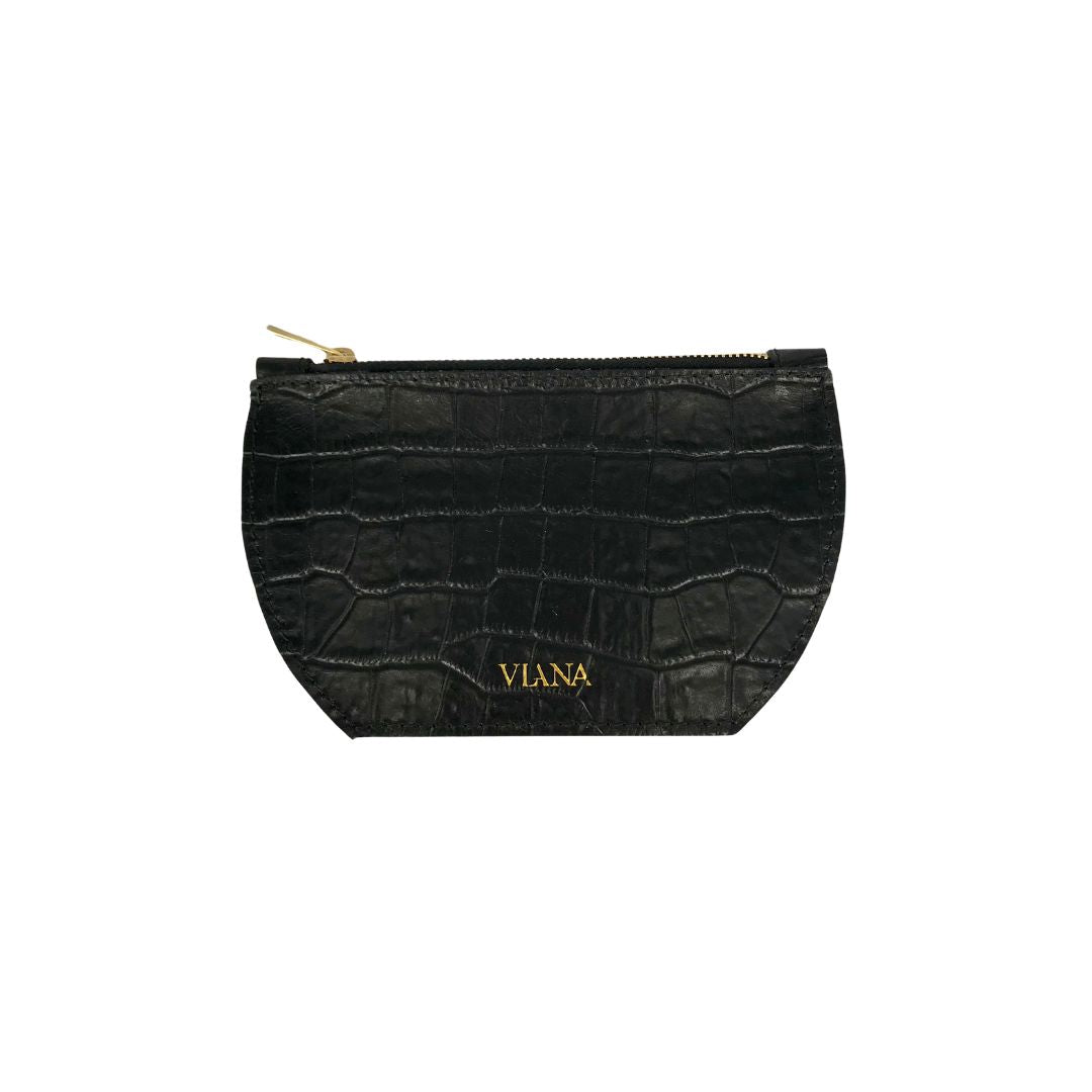 Pouch - black croco embossed