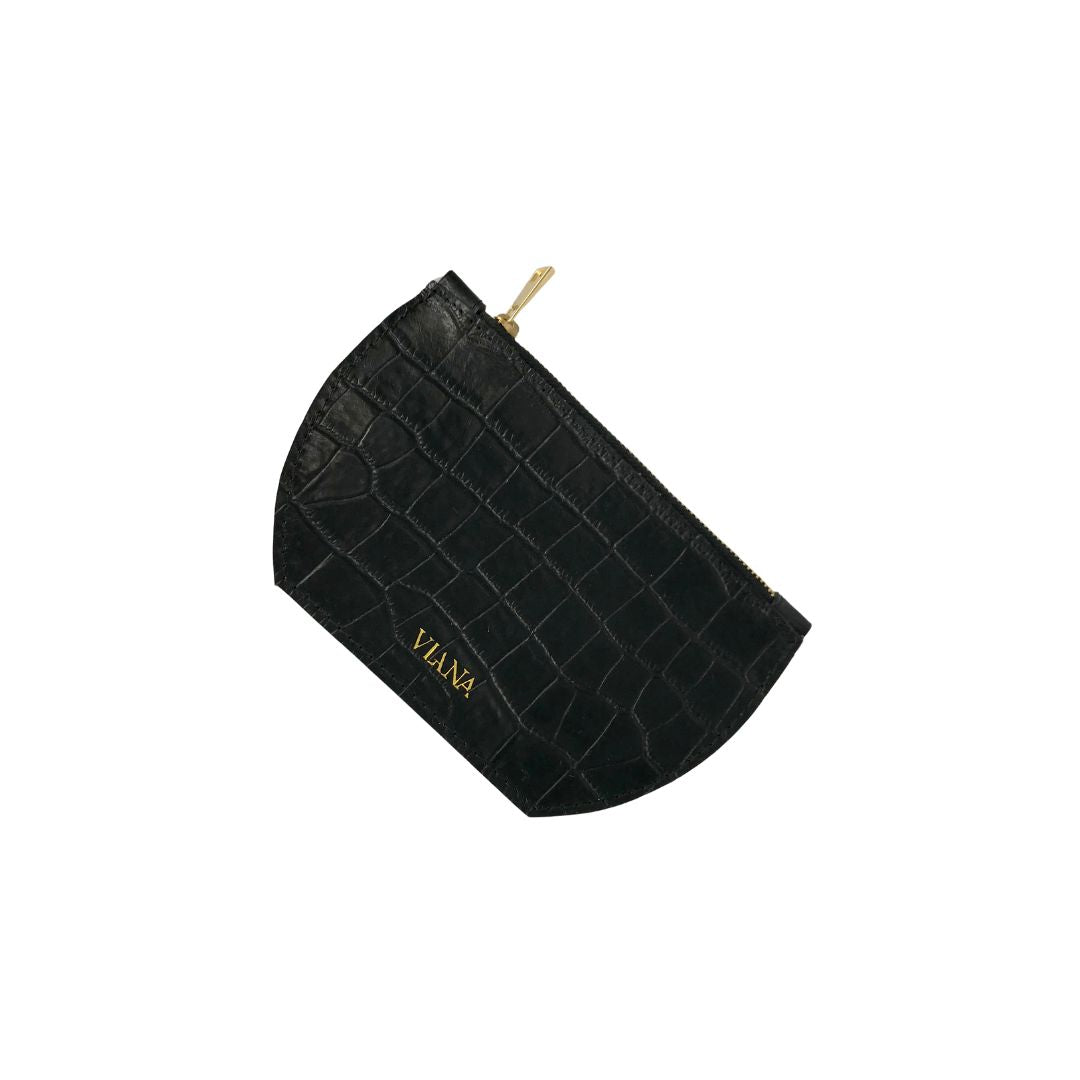 Pouch - black croco embossed