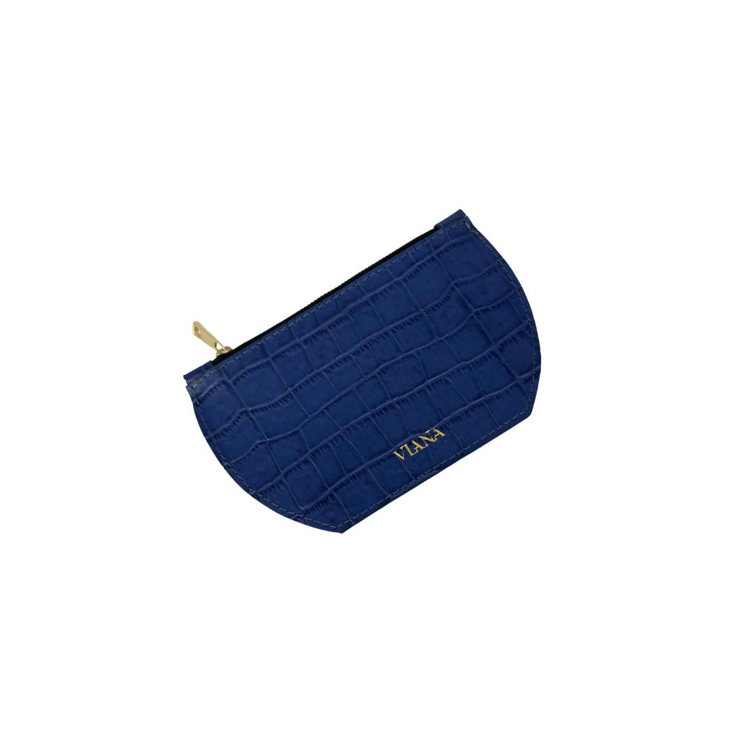 Pouch - blue croco embossed