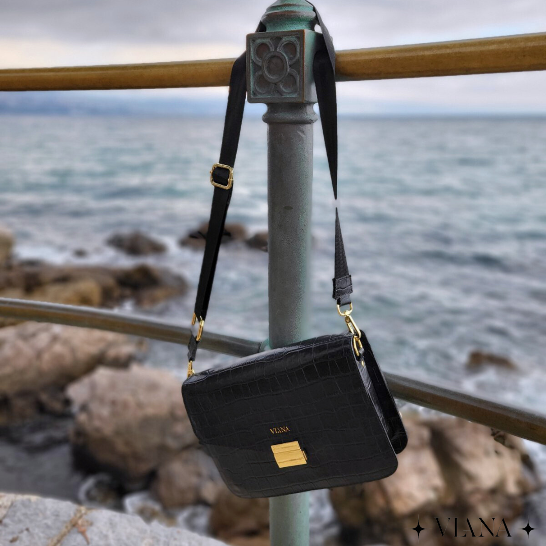 Sophie medium bag - black croco embossed