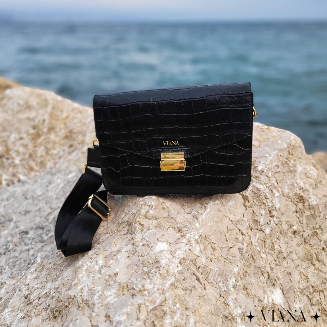 Sophie medium bag - black croco embossed