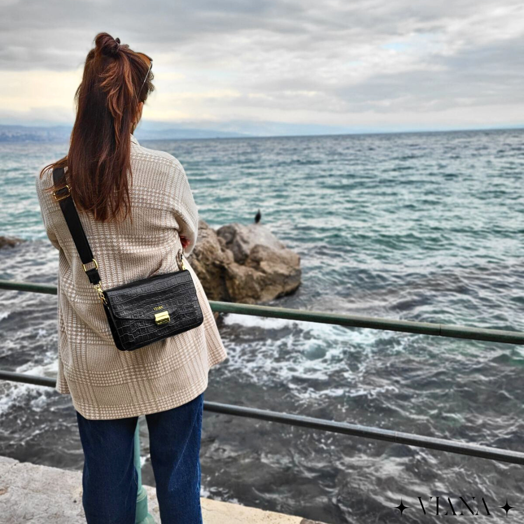Sophie medium bag - black croco embossed