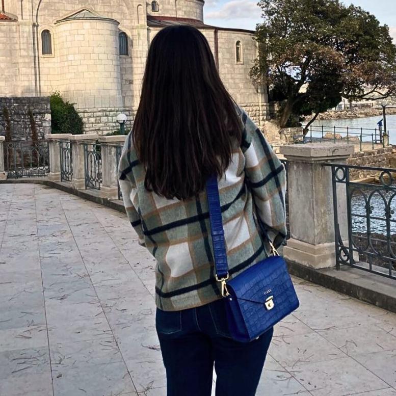 Lena mini bag - blue croco embossed