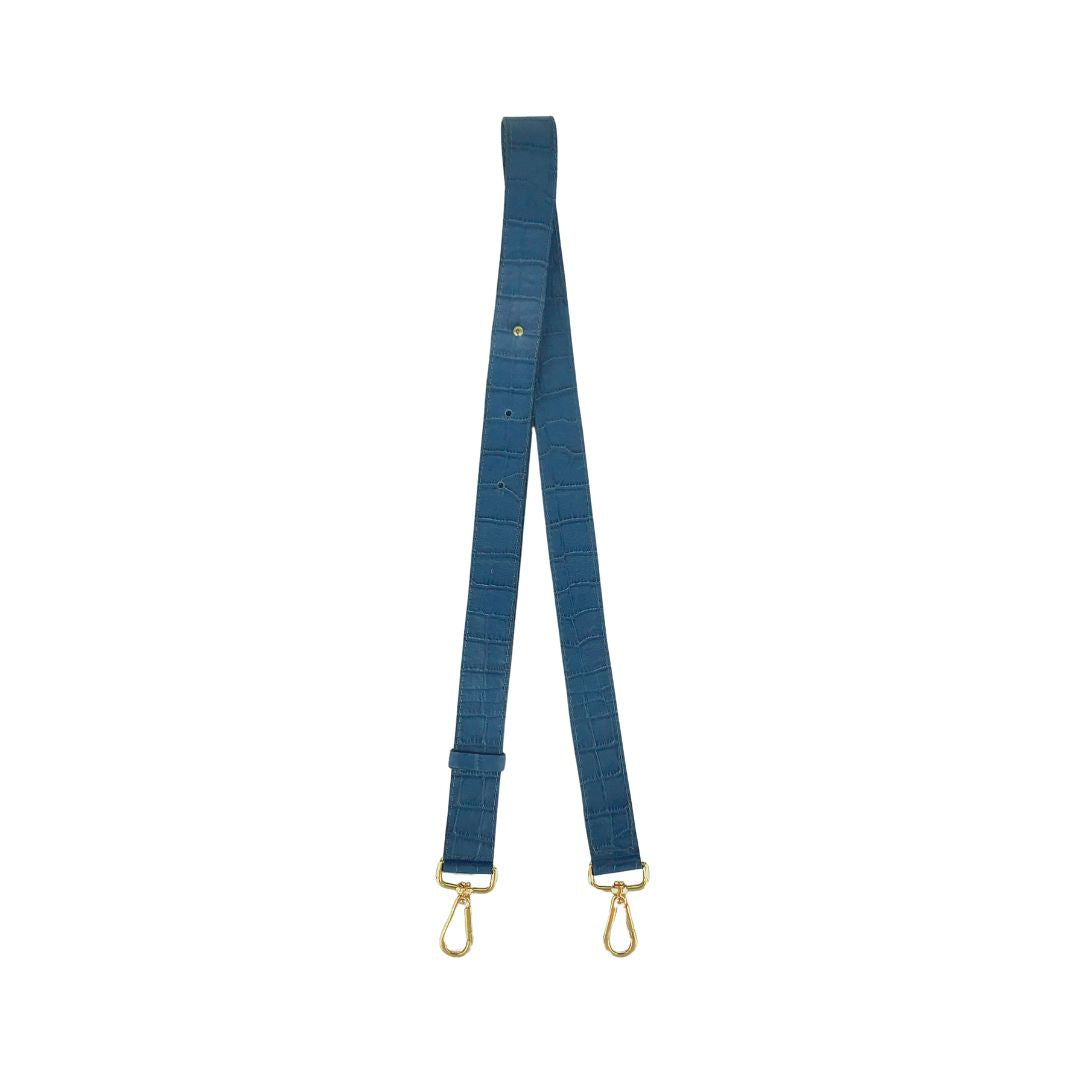 Leather strap - blue croco embossed