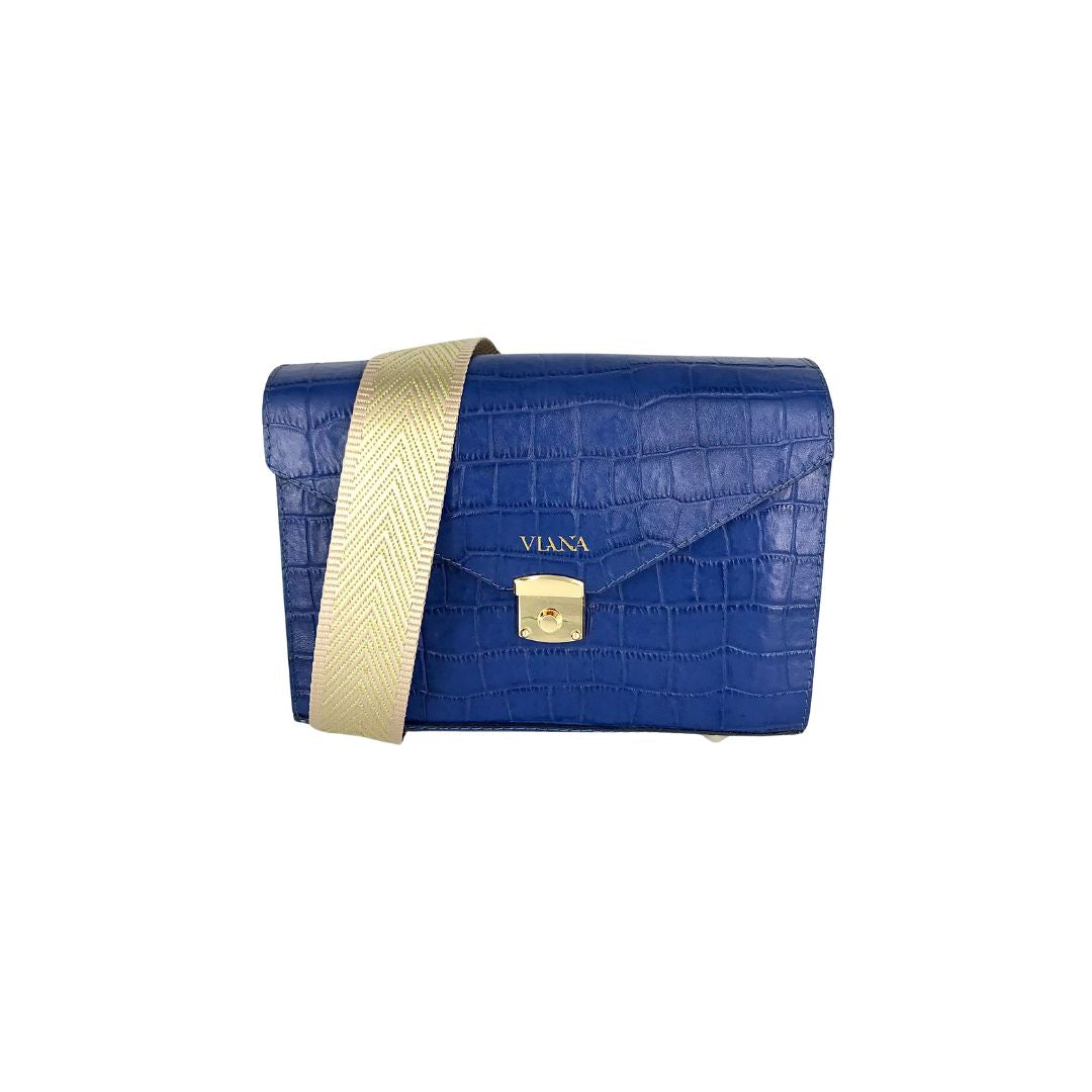 Lena mini bag - blue croco embossed