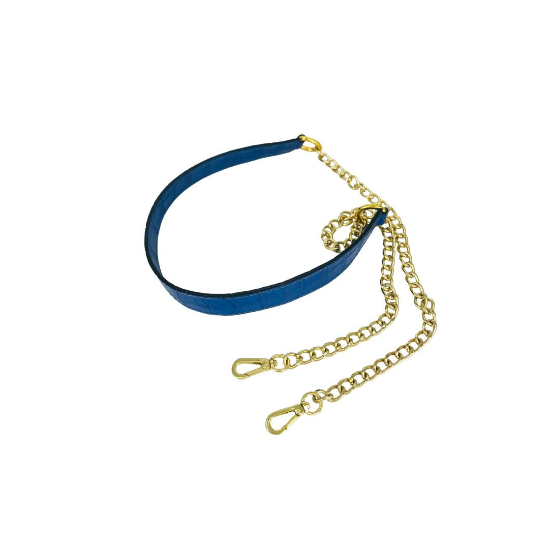 chain strap with leather on the shoulder