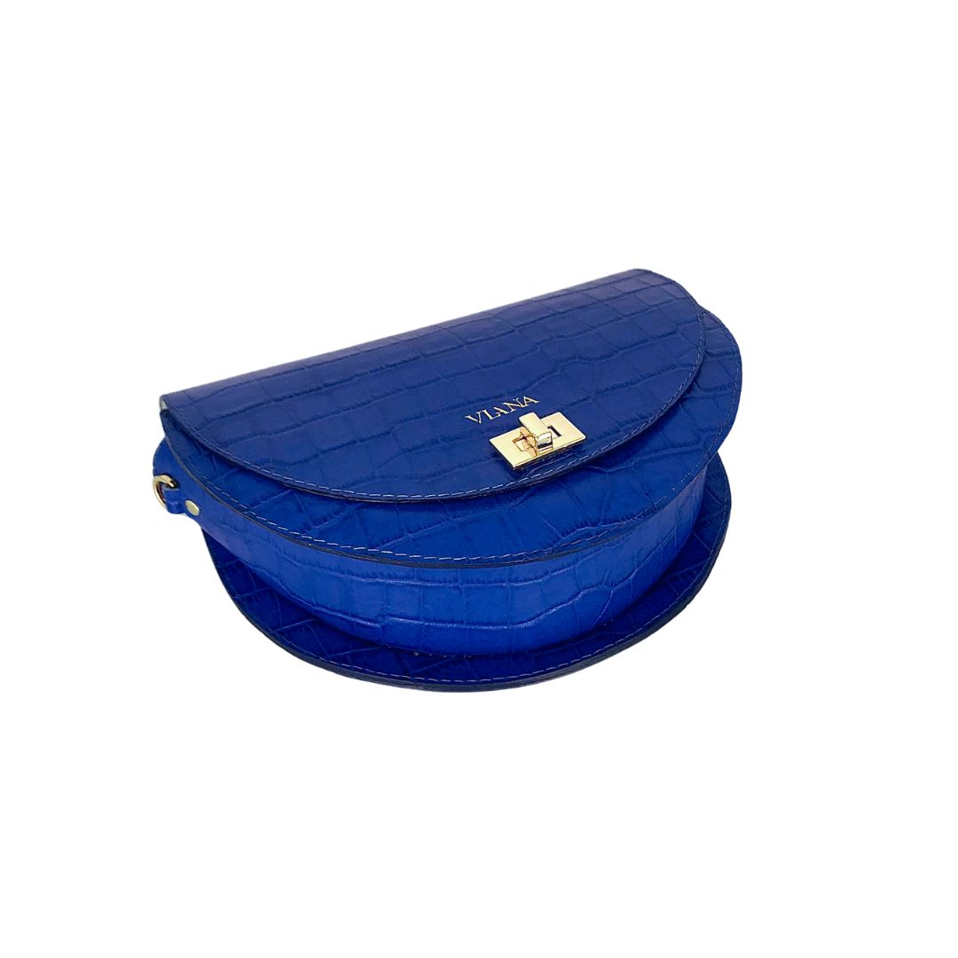 Halfmoon mini bag - blue croco embossed