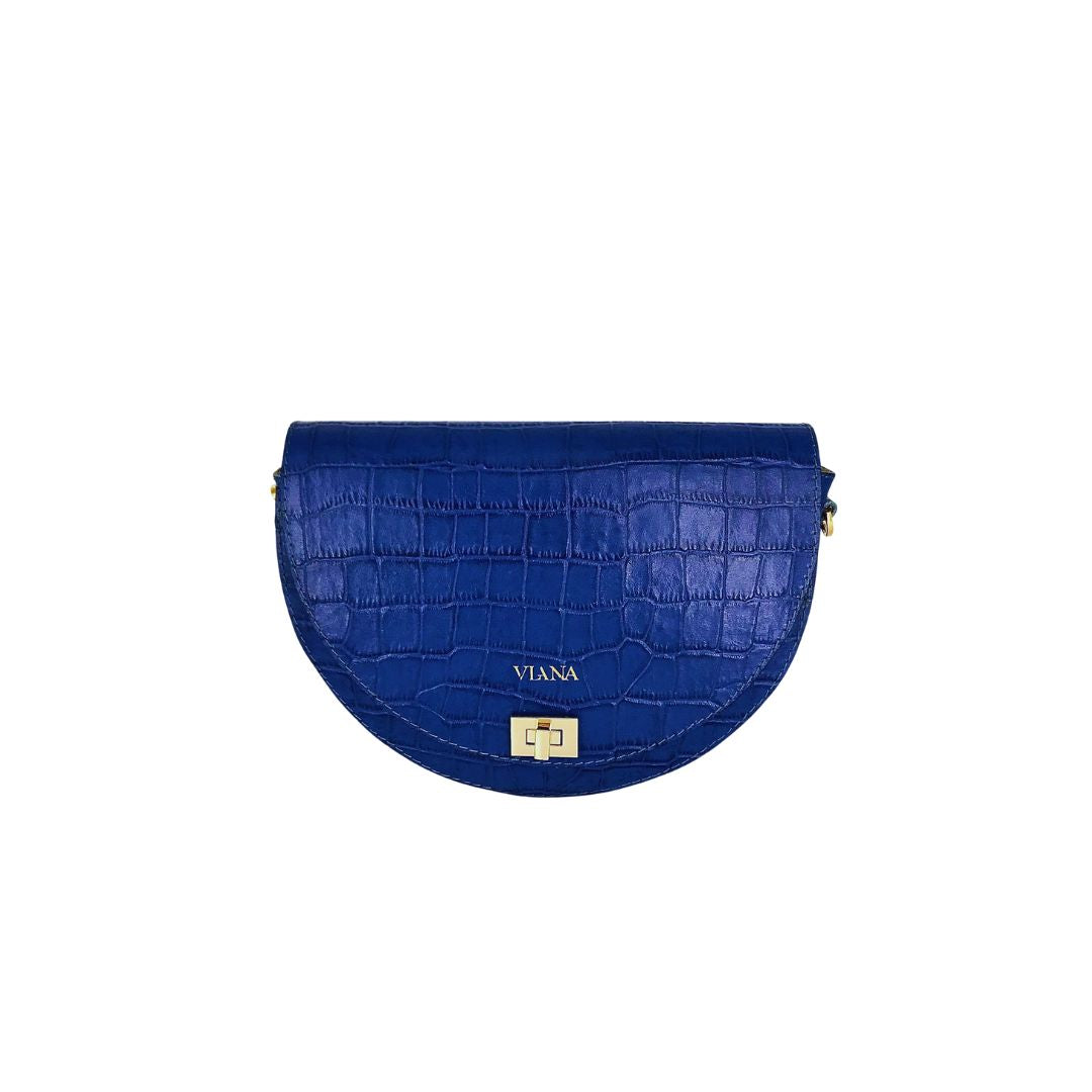 Halfmoon mini bag - blue croco embossed