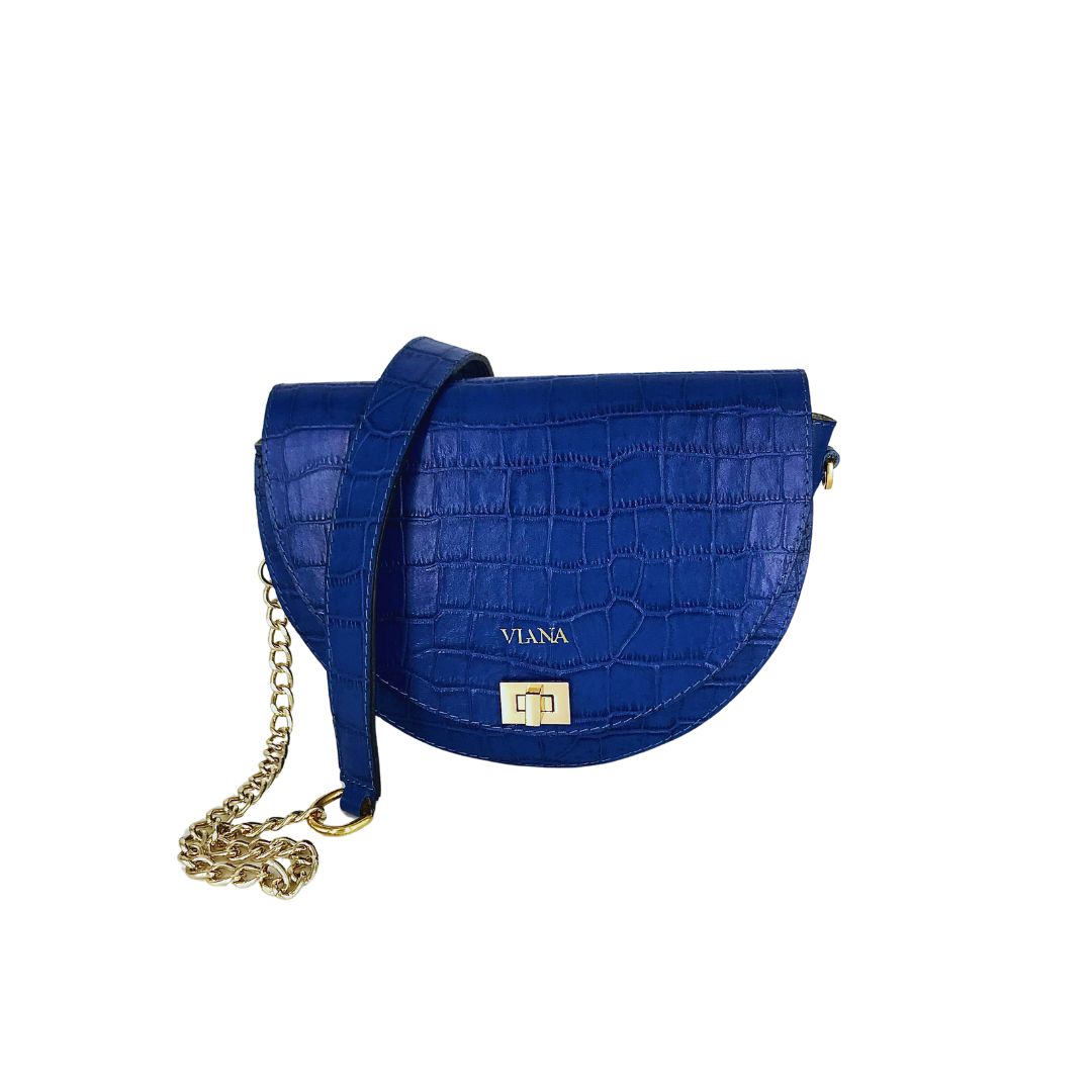 Halfmoon mini bag - blue croco embossed