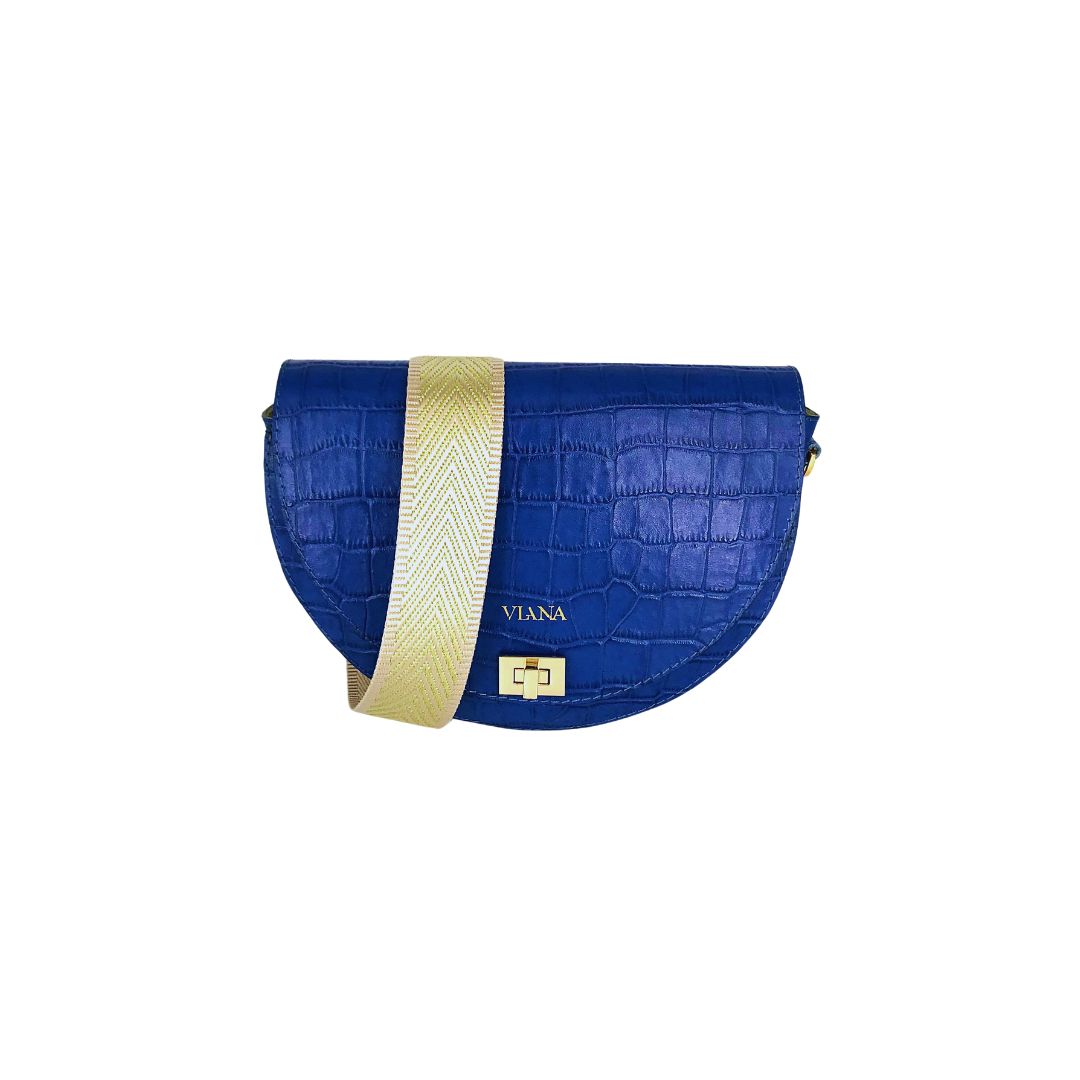 Halfmoon mini bag - blue croco embossed