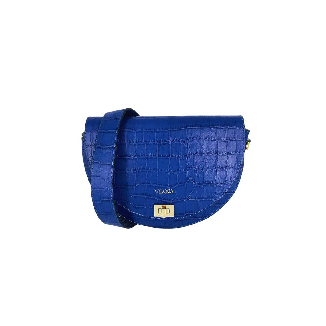 Halfmoon mini bag - blue croco embossed
