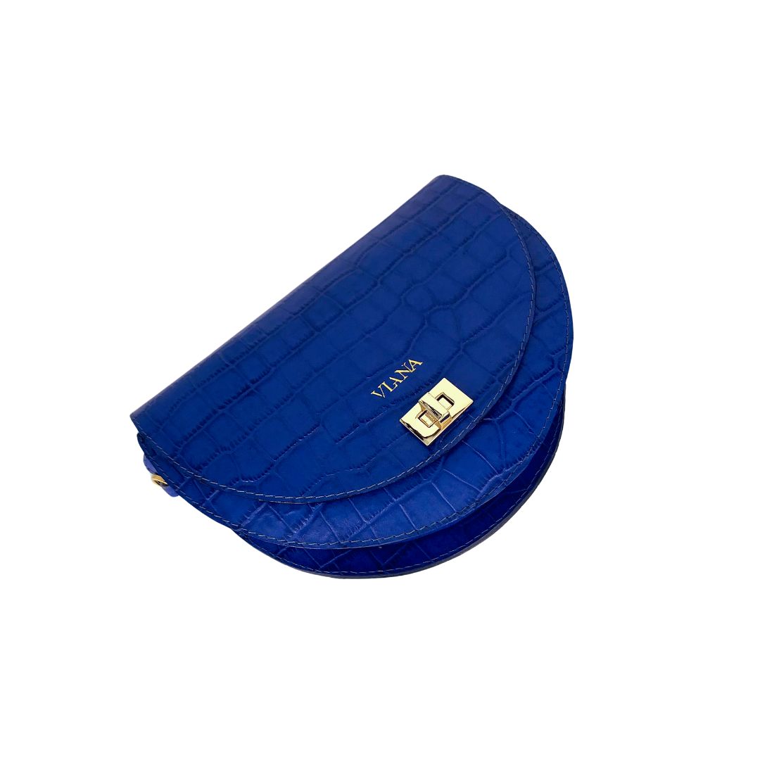 Halfmoon mini bag - blue croco embossed