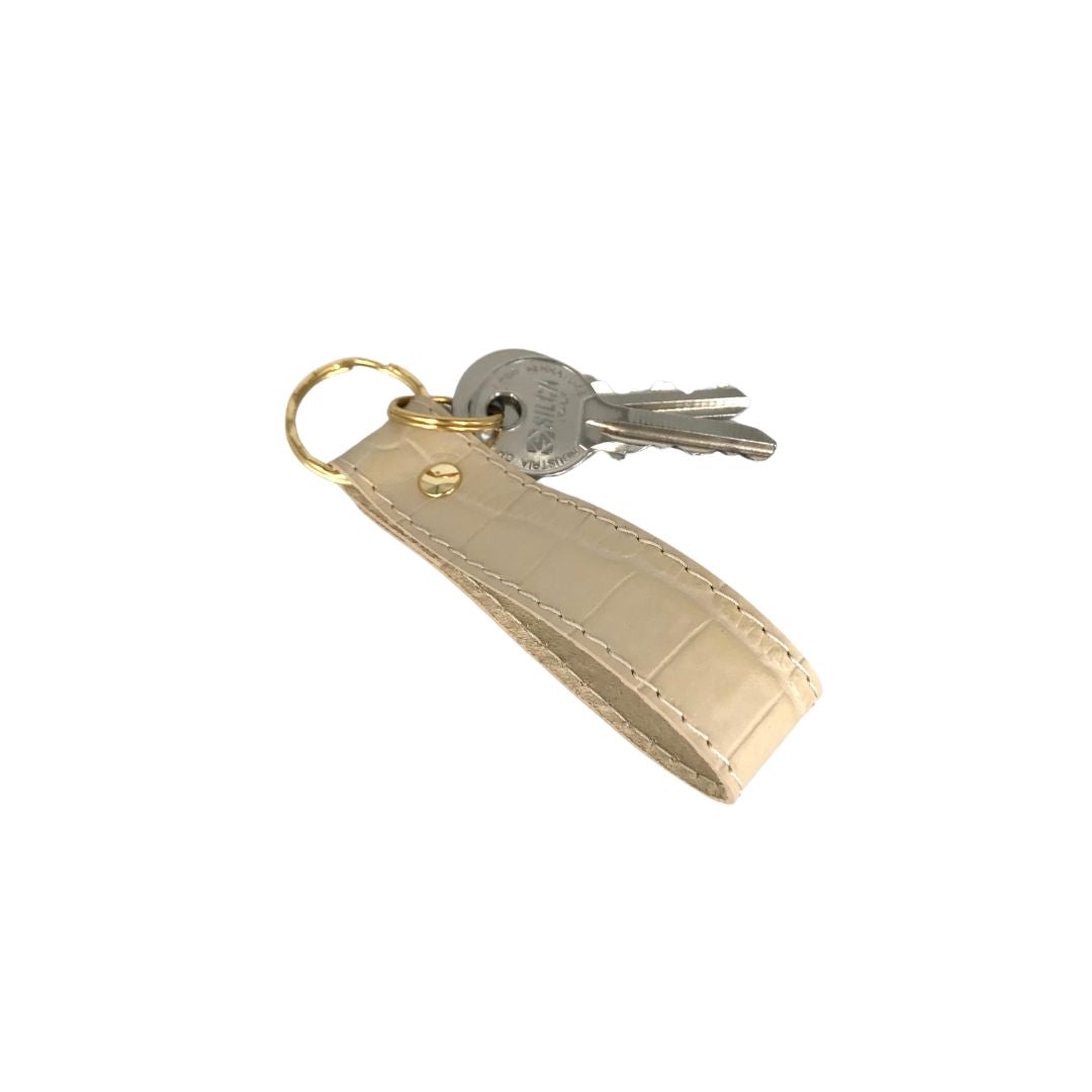 Keychain - beige croco embossed