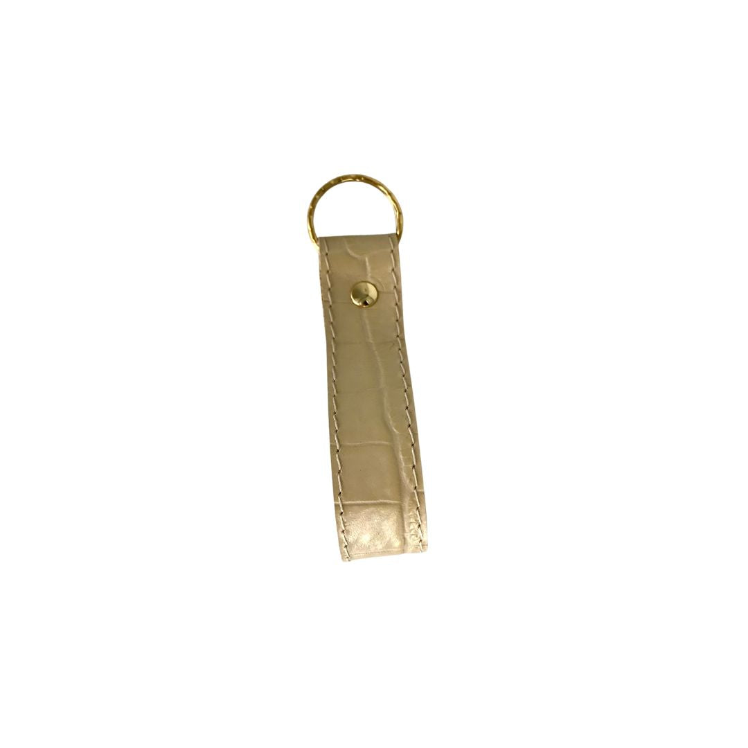 Keychain - beige croco embossed