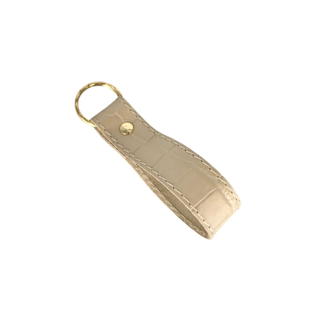 Keychain - beige croco embossed