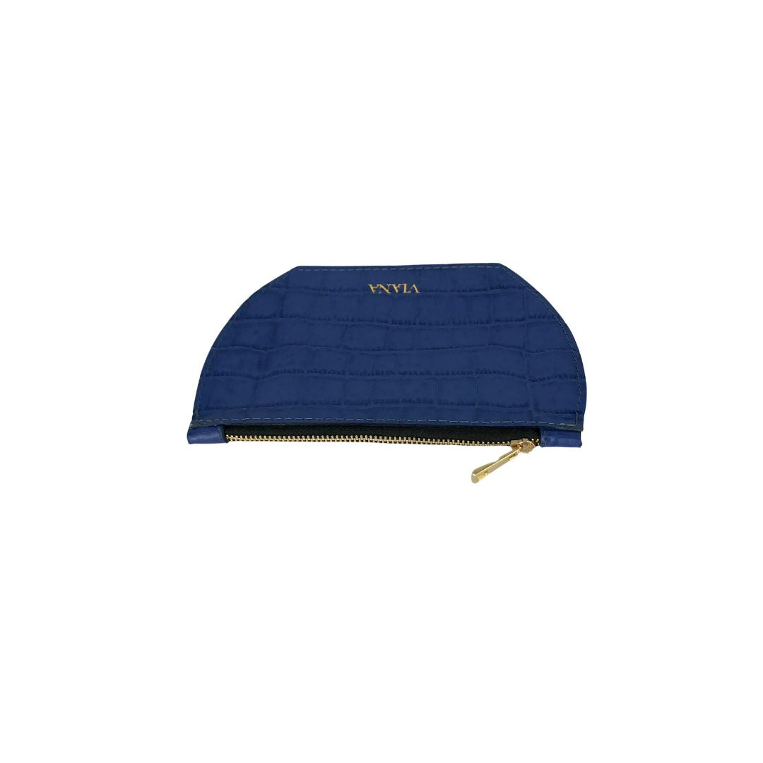 Pouch - blue croco embossed