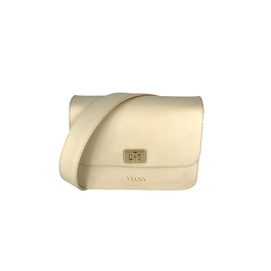 Sophie micro bag - beige with beige leather strap