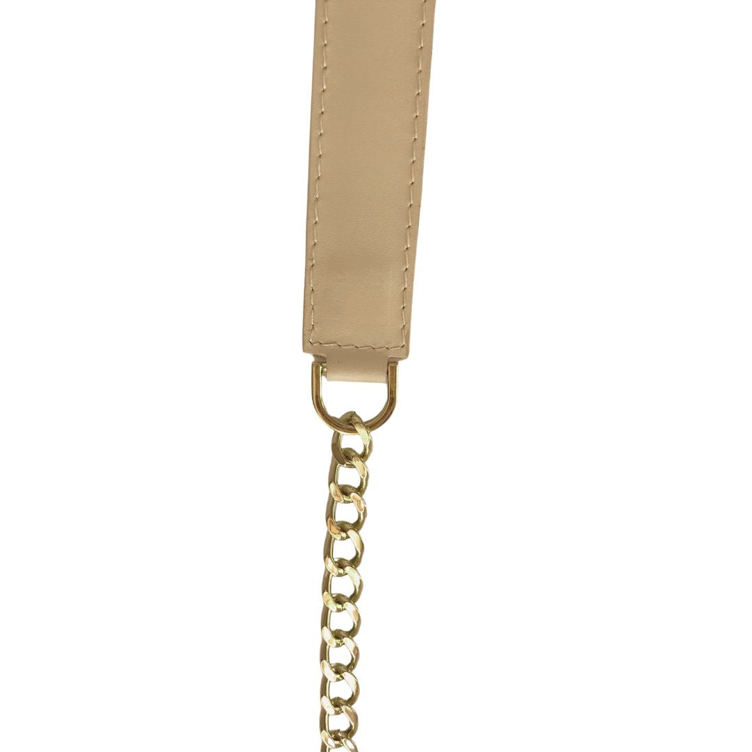 gold chain attached with  a D ring
